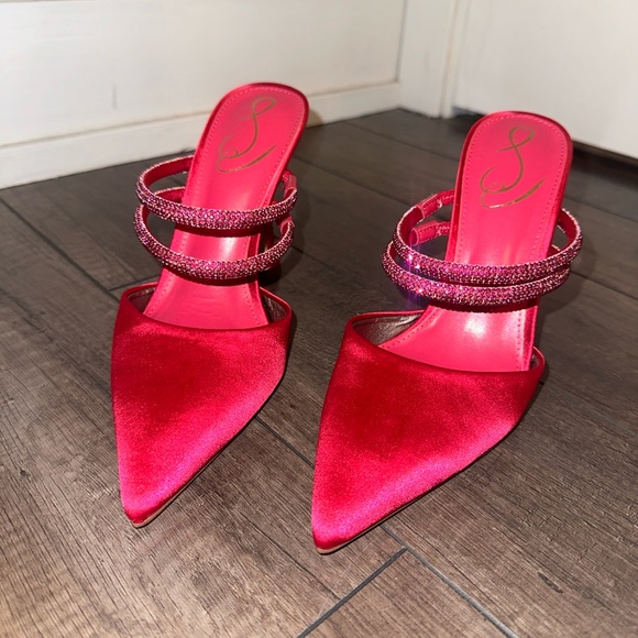 NEW Heels Agustina Bold Fuschia Suede Mule Pumps - Picture 9 of 13